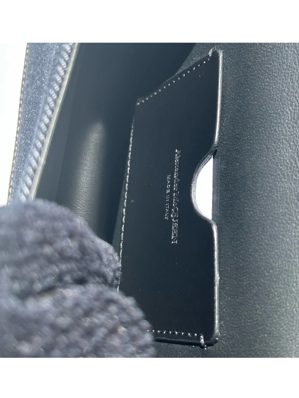 New pre-authenticated Alexander McQueen skull denim bag with dust bag